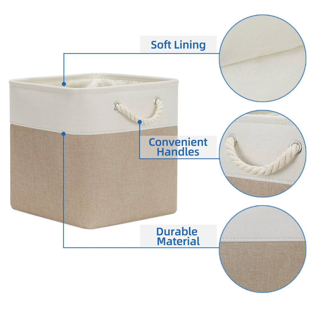 Temary Cube Storage Baskets 4 Pack 13X13 Fabric Cube Storage Bins For Clothes, Large Baskets Boxes With Handles, Canvas Basket F
