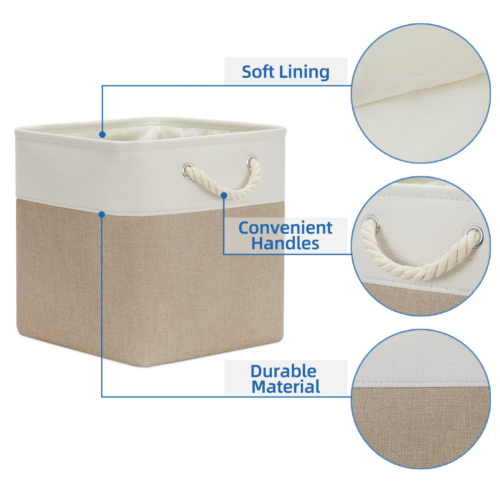 Temary Cube Storage Baskets 4 Pack 13X13 Fabric Cube Storage Bins For Clothes, Large Baskets Boxes With Handles, Canvas Basket F