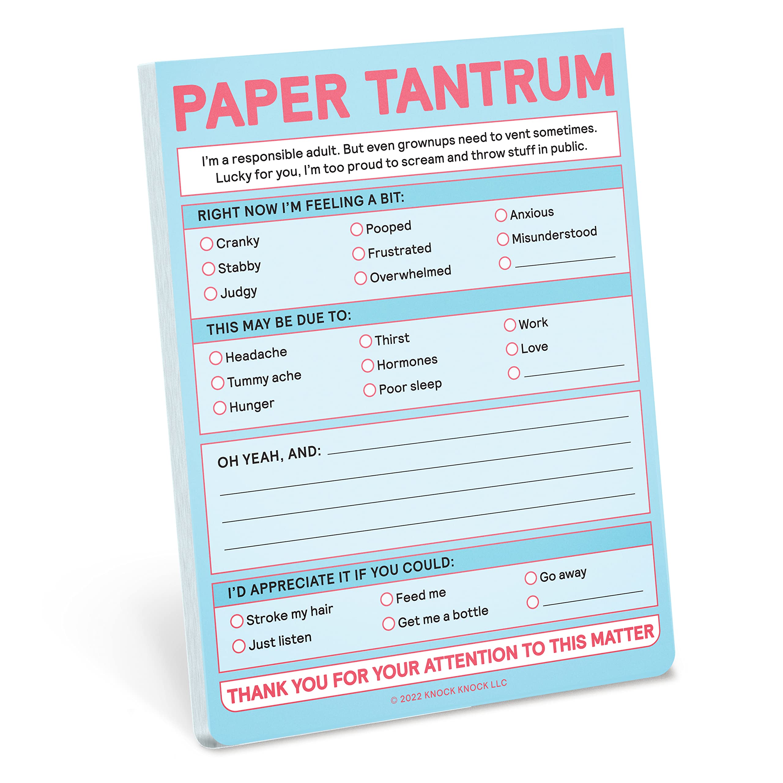 Knock Knock 1-Count Paper Tantrum Note Pad, Funny Office Notepads & Checklist Nifty Notes (Pastel), 4 X 5.25-Inches