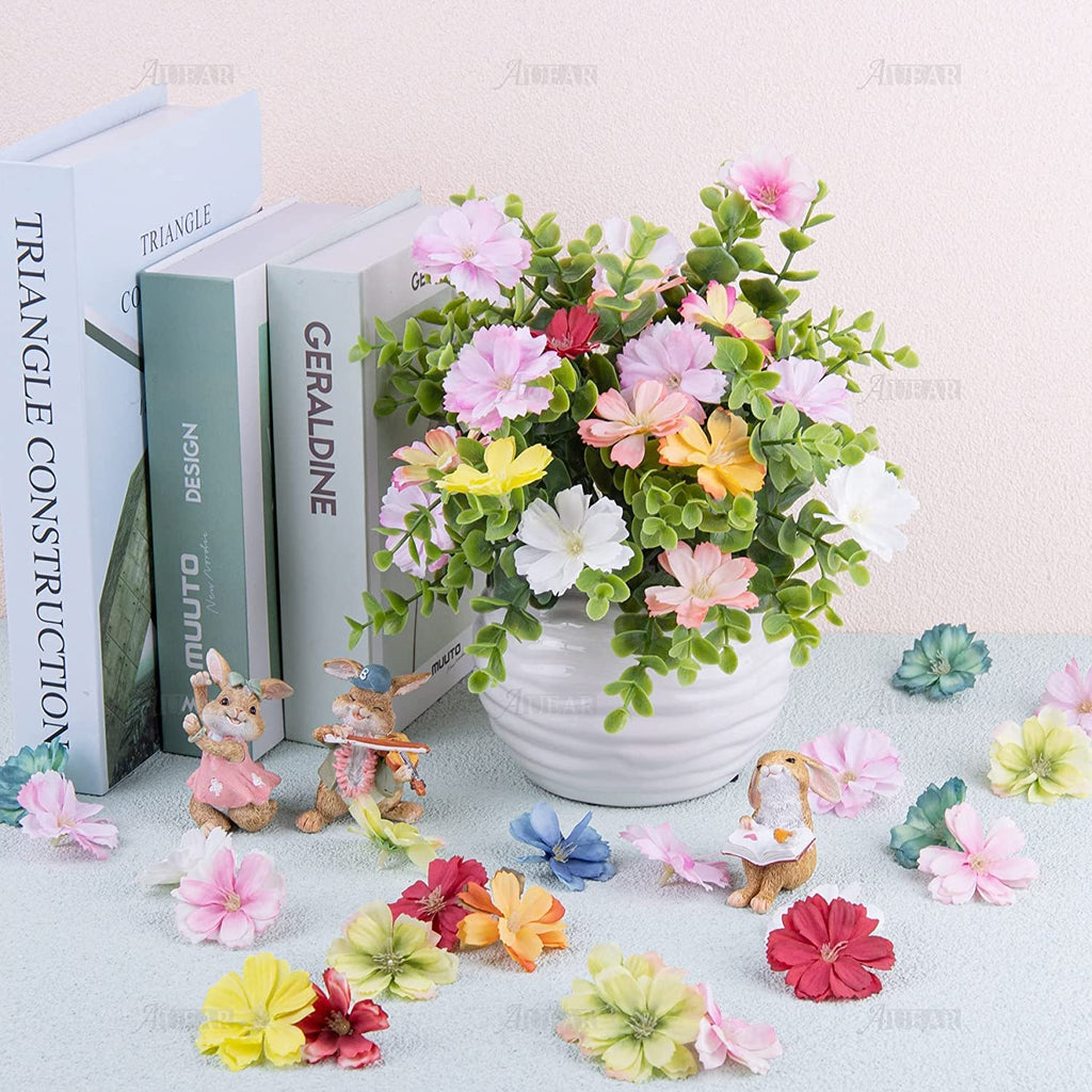 Auear, 50 Pack Artificial Silk Cherry Blossom Flowers Heads Craft Fake Peony Daisy Decor For Bridal Hair Clips Headbands Dress D