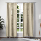 TWOPAGES Double Layer Lined Curtain Light Khaki Linen Blend Light Filtering Pinch Pleat Curtain for Kitchen, Room Darkening Wind