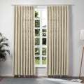 Twopages Double Layer Lined Pinch Pleated Curtain Light Khaki Linen Blend Light Filtering Room Darkening Curtain For Kitchen, Wi