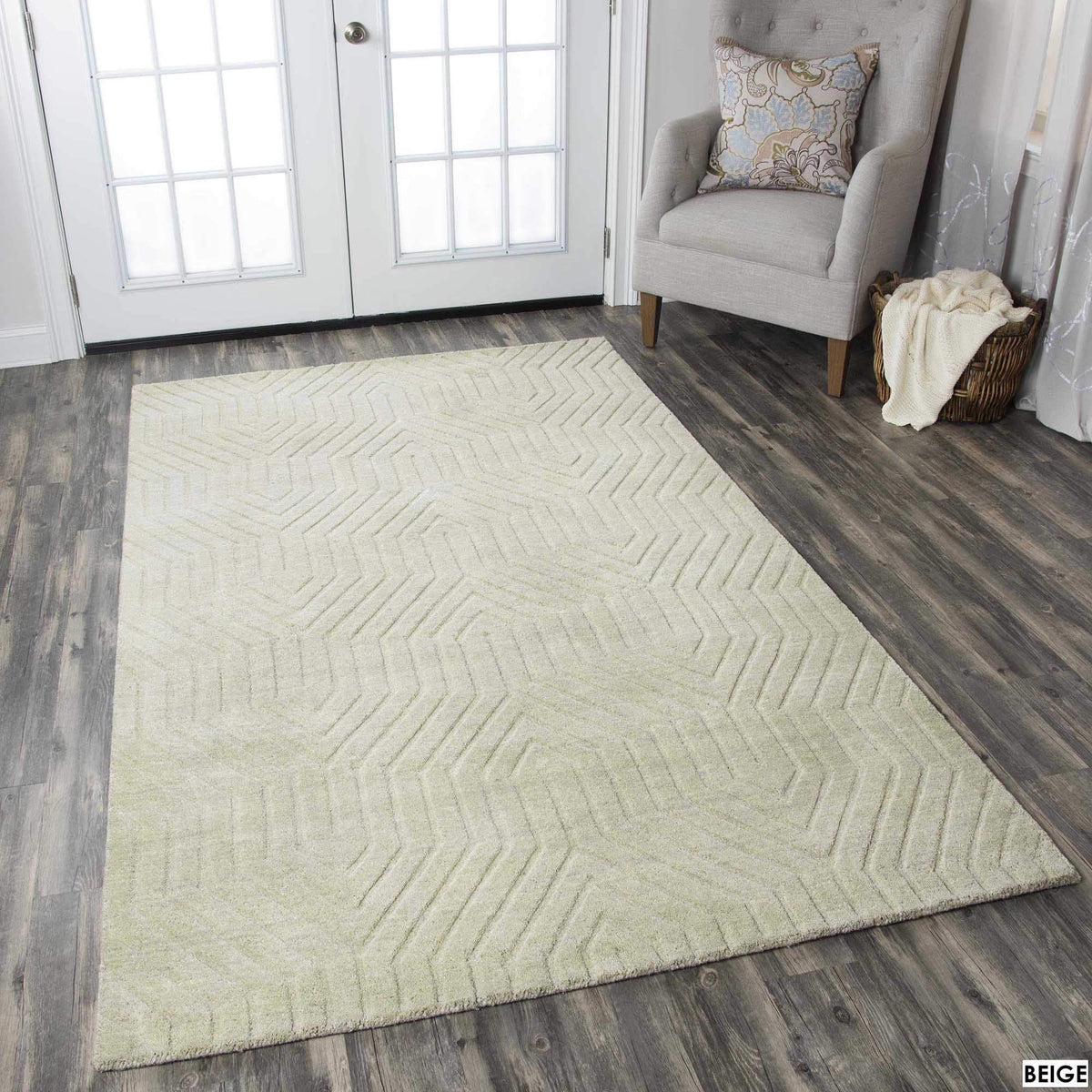 Rizzy Home | Tc8580 | Technique Collection | Wool Area Rug | 8' X 10' | Tan Solid