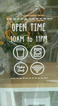 ISEE 360 Open Time Sign Wall Sticker for Hotels Restaurants Coffee Shop Hotel Cafe Bakery Kitchen Door Glass Wall Vinyl Sticker
