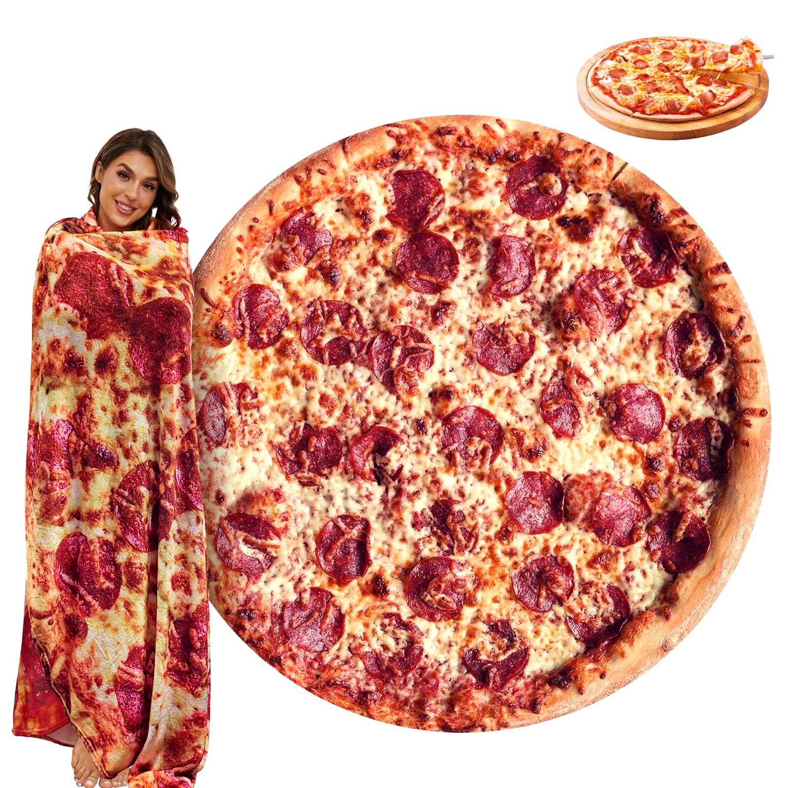 Outivity Pizza Blanket For Adults And Kids, Funny Food Blanket, 71 Inch Soft Throw Blanket Pepperoni Pizza Blanket,Novelty Gifts