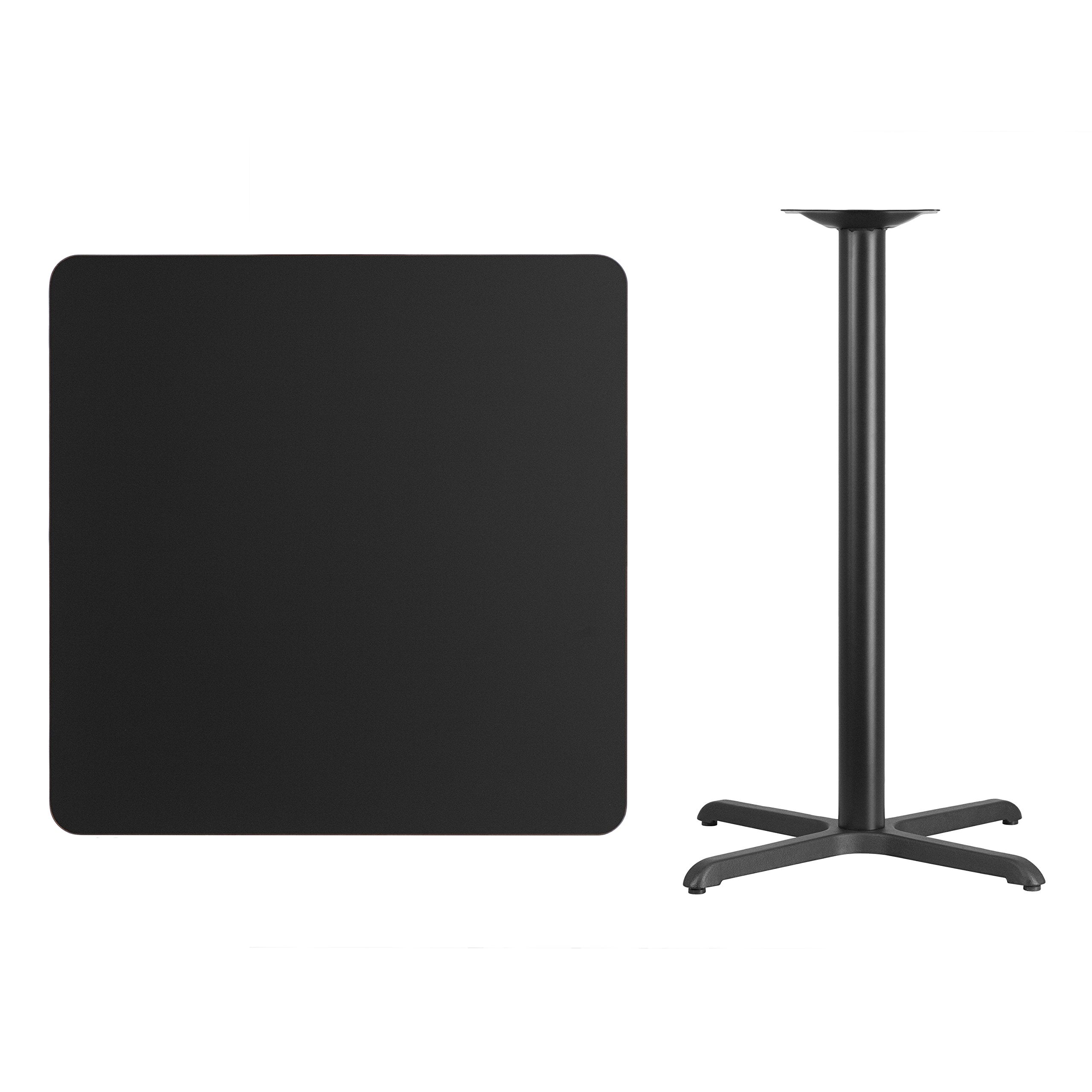 Flash Furniture 36'' Square Black Laminate Table Top with 30'' x 30'' Bar Height Table Base