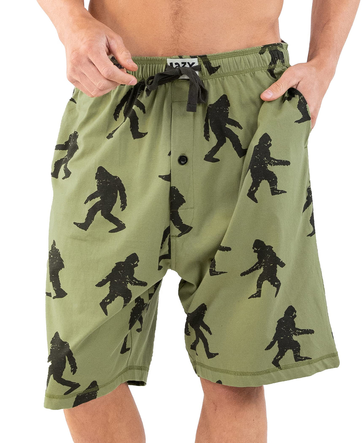 Lazy One Pajama Shorts For Men, Mens Pajama Bottoms, Sleepwear, Mythical, Creature (Bigfoot, X-Small)