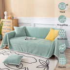 Handontime Light Green Couch Covers For 3 Cushion Couch Sofa Cute Sofa Covers Chenille Couch Cover For Dogs Sectional Sofa L Shape Futon Couch (71' X134', Green)