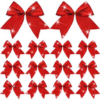 Cindeer 24 Pcs 6 Inch Christmas Bow Decorations Glitter Christmas Wreaths Tree Bow Sequin Ties Xmas Bows for DIY Craft Gift Wrap
