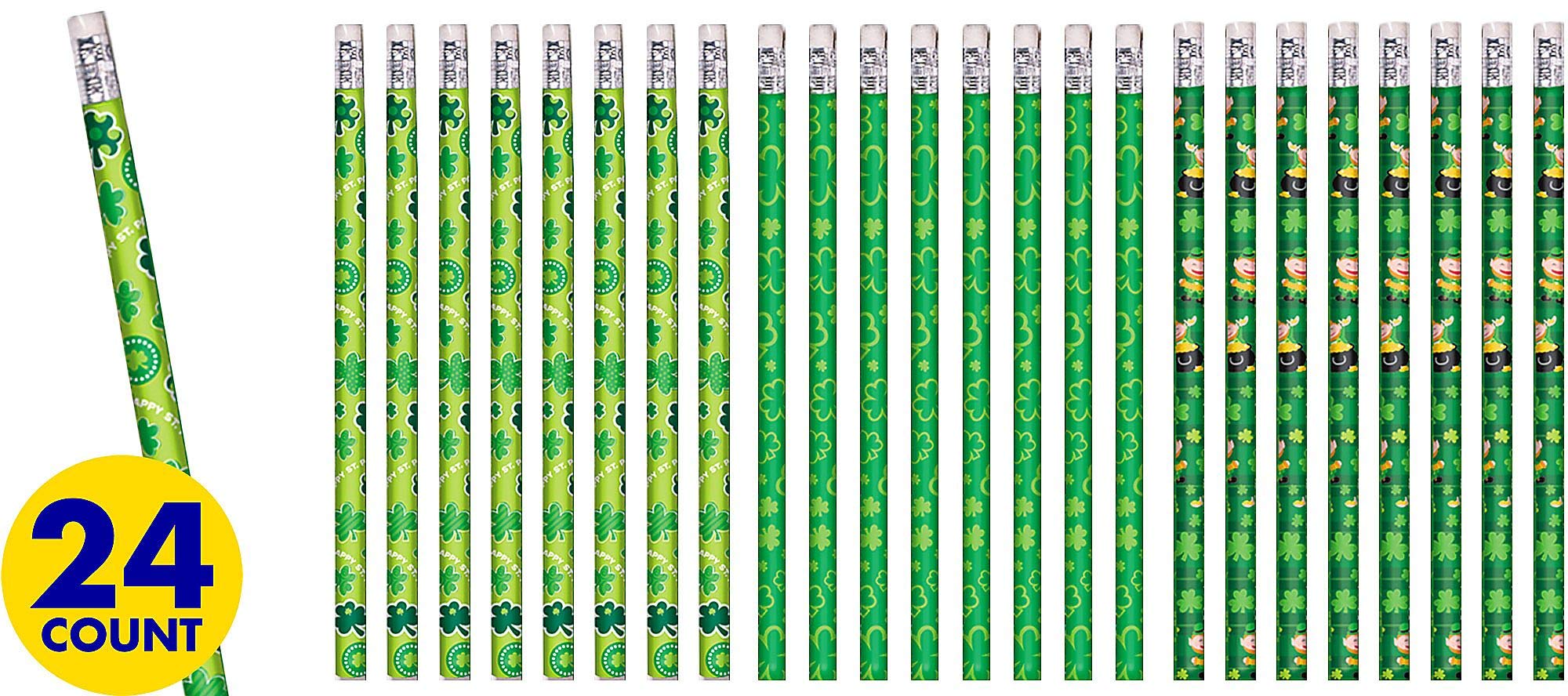 Amscan Assorted St. Patrick'S Day Green Wood Pencils - 9.75' X 5.75' (Pack Of 24) - Festive & Durable Writing Supplies