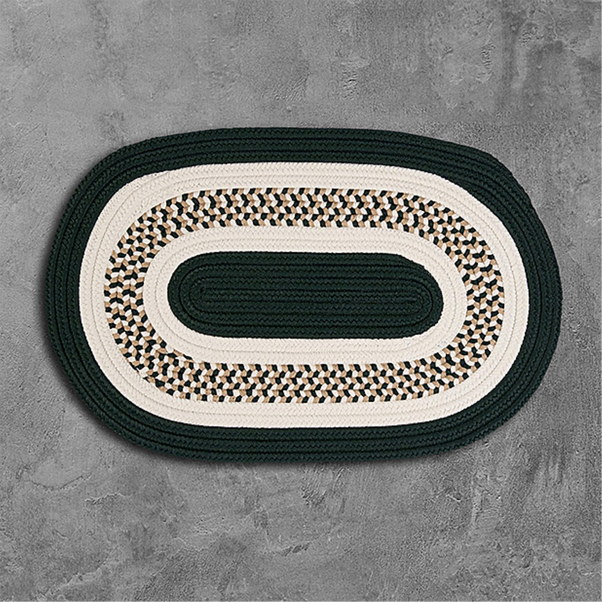 Flowers Bay Dark Green Braided Rug Rug Size: 2' X 5'