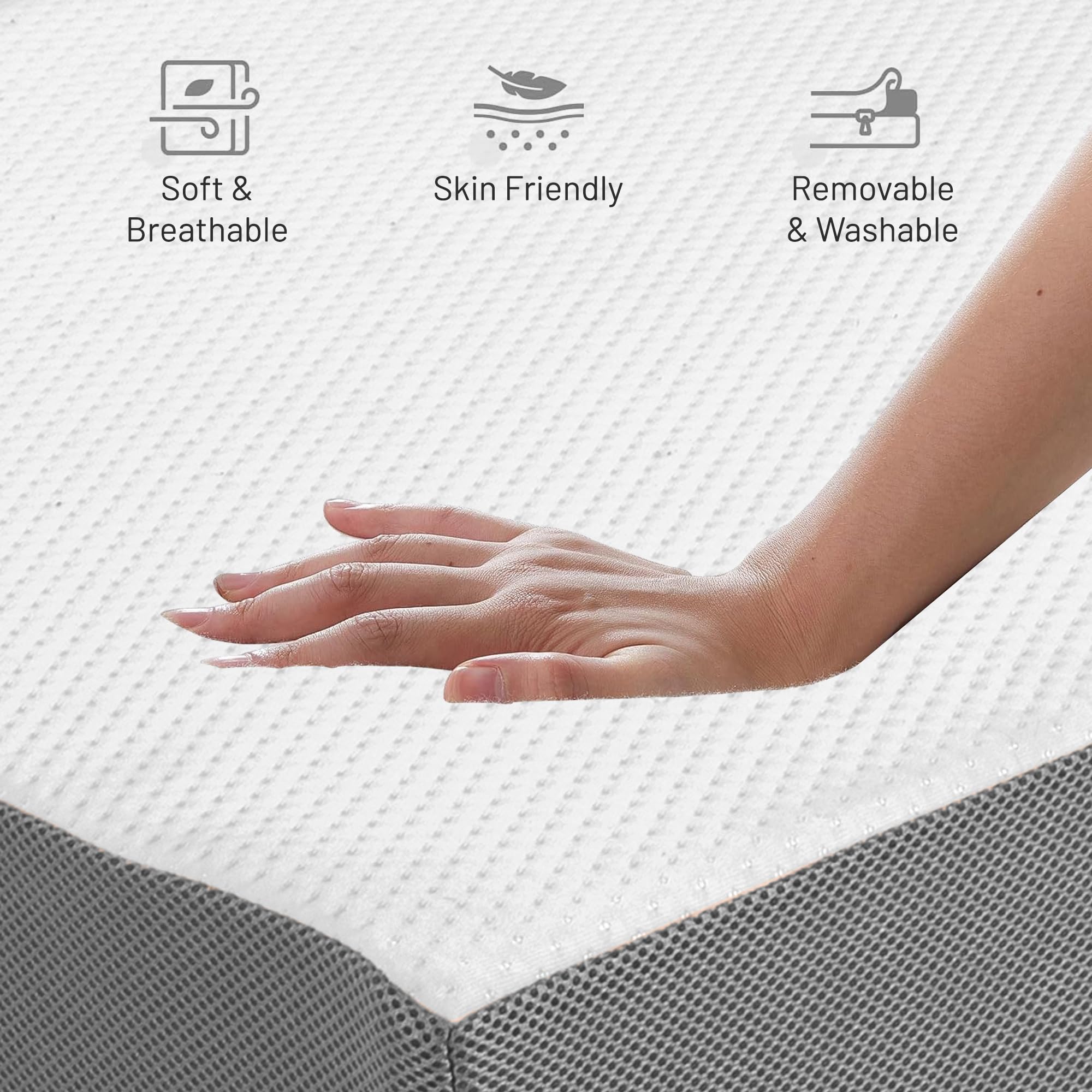 Treaton, 4-Inch Tri-Folding Gel Memory Foam Portable Floor Mattress | Breathable Mesh, Ultra Soft, Cot Pad, Removable And Washab
