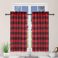 Simple Deluxe 2 Pcs Buffalo Check Kitchen Tier Curtains, Plaid Gingham Short Curtain For Half Cafe Windows, 26' W X 36' L, Bla