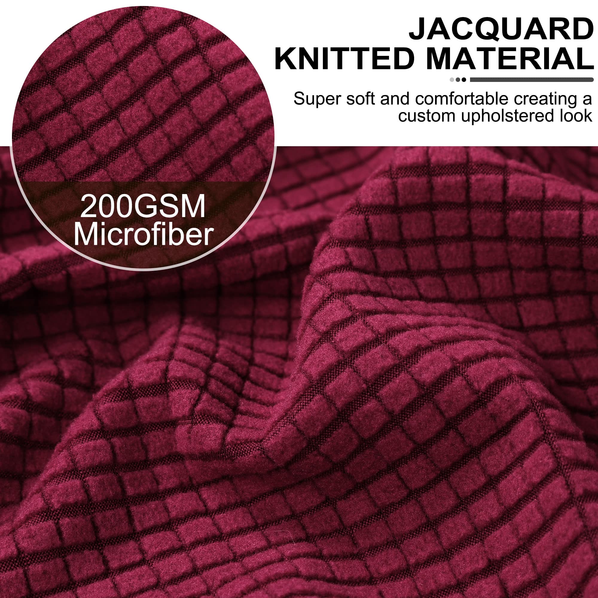 Piccocasa High Stretch Ottoman Cover With Elastic Bottom, Soft Slipcover Jacquard Fabric Small Checks Rectangle Storage Stool Co