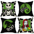 Ussap Halloween Jack Decorative Throw Pillow Covers 18 x 18 Set of 4, Green Black Sally Monster Boo Cushion Case Decor, Funny Ho