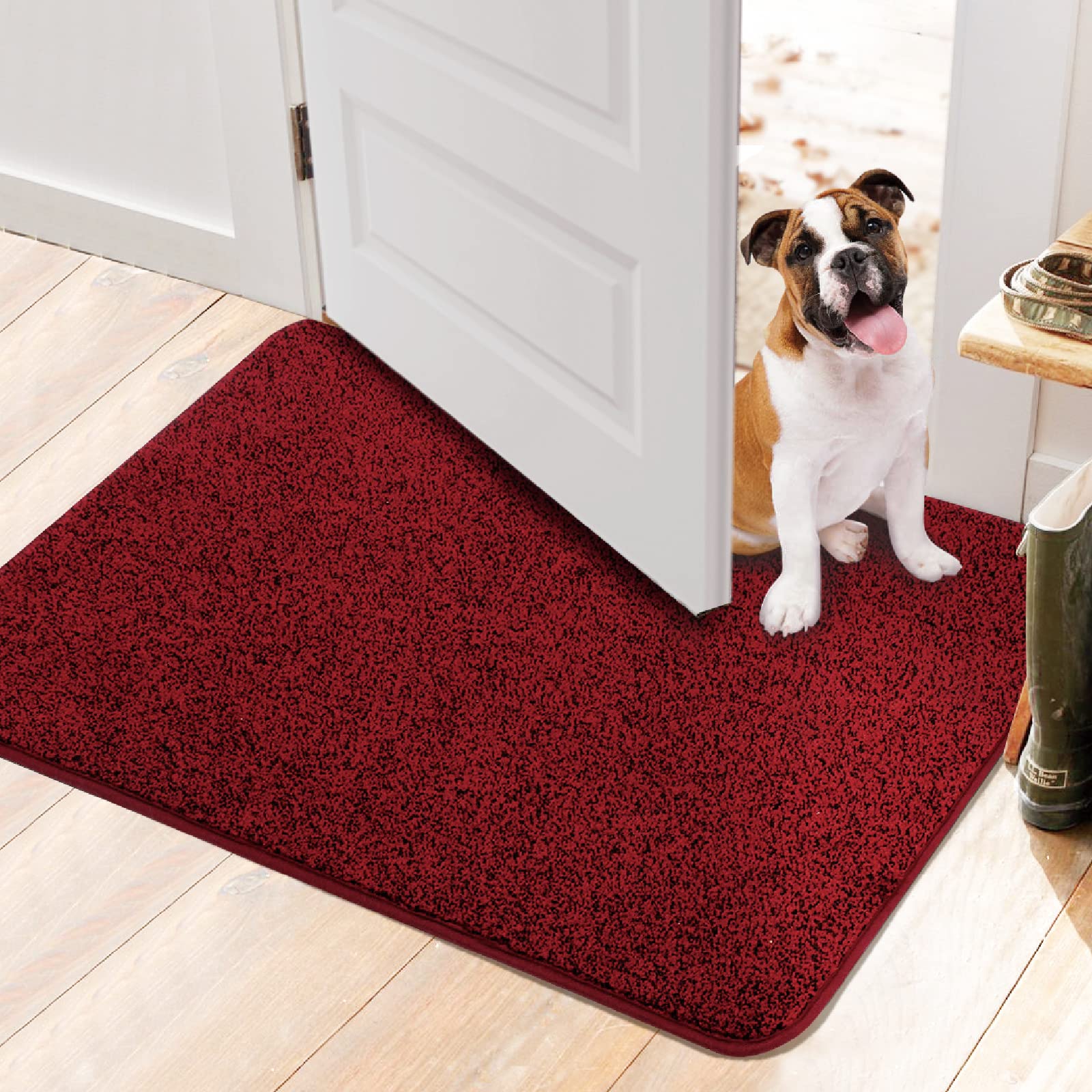 Walensee Indoor Doormat, Front Door Mat For Entrance (20'X32' Red) Machine Washable Entryway Rug Non Slip Dirt Trapper Door Ru
