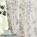 Jinchan Linen Curtains Floral Curtains For Living Room 90 Inch Length Grey Printed Curtains Rod Pocket Back Tab Farmhouse Peony