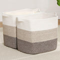 laughbird Storage Baskets for Clothes Fabric Cotton Rope Storage Basket with Handles, Decorative Woven Basket for Living Room,Cl