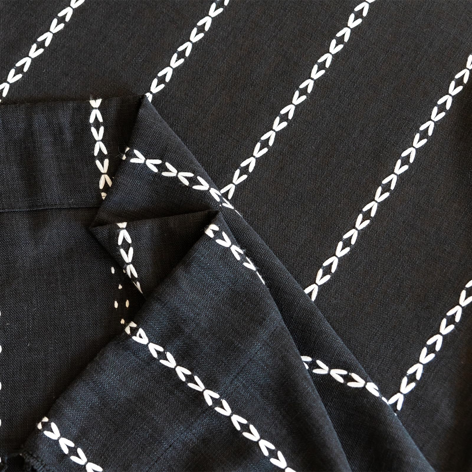 Deeprove Black Boho Curtains 84 Inches Long With Tassel For Bedroom, Vintage Bohemian Embroidery Farmhouse Cotton Linen French C
