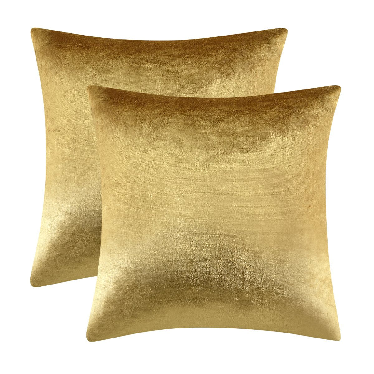 Gigizaza Gold Velvet Decorative Throw Pillow Covers,18X18 Pillow Covers For Couch Sofa Bed 2 Pack Soft Cushion Covers