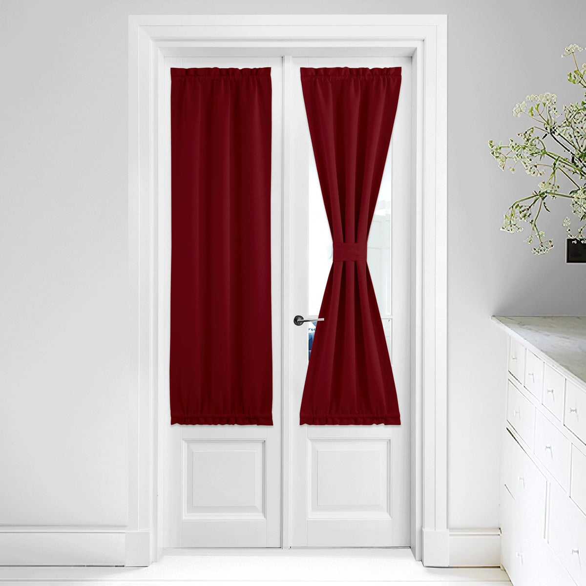 Nicetown Sidelight French Door Blackout Curtain Thermal Insulated Christmas Window Treatment Curtain For Narrow Glass Door Rod P