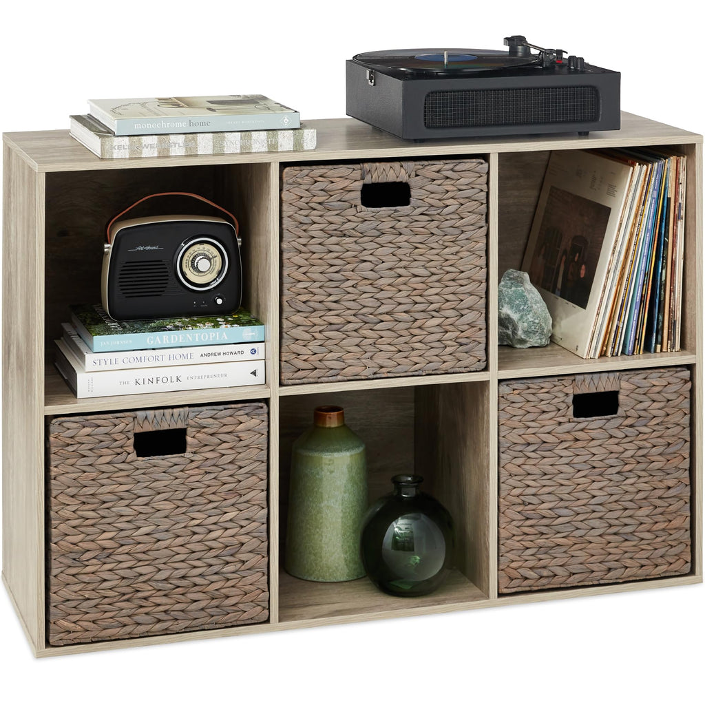 Best Choice Products 6-Cube Storage Organizer, 13.5In Shelf Opening, Bookcase, Display Shelf, Customizable W/ 3 Removable Back Panels – Greige