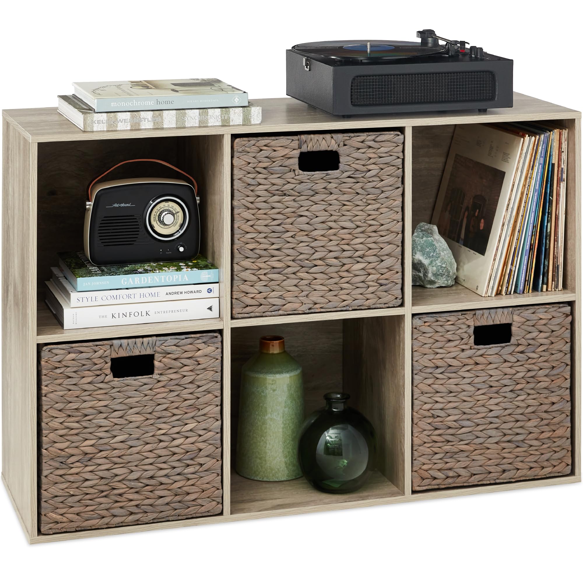 Best Choice Products 6-Cube Storage Organizer, 13.5In Shelf Opening, Bookcase, Display Shelf, Customizable W/ 3 Removable Back Panels – Greige