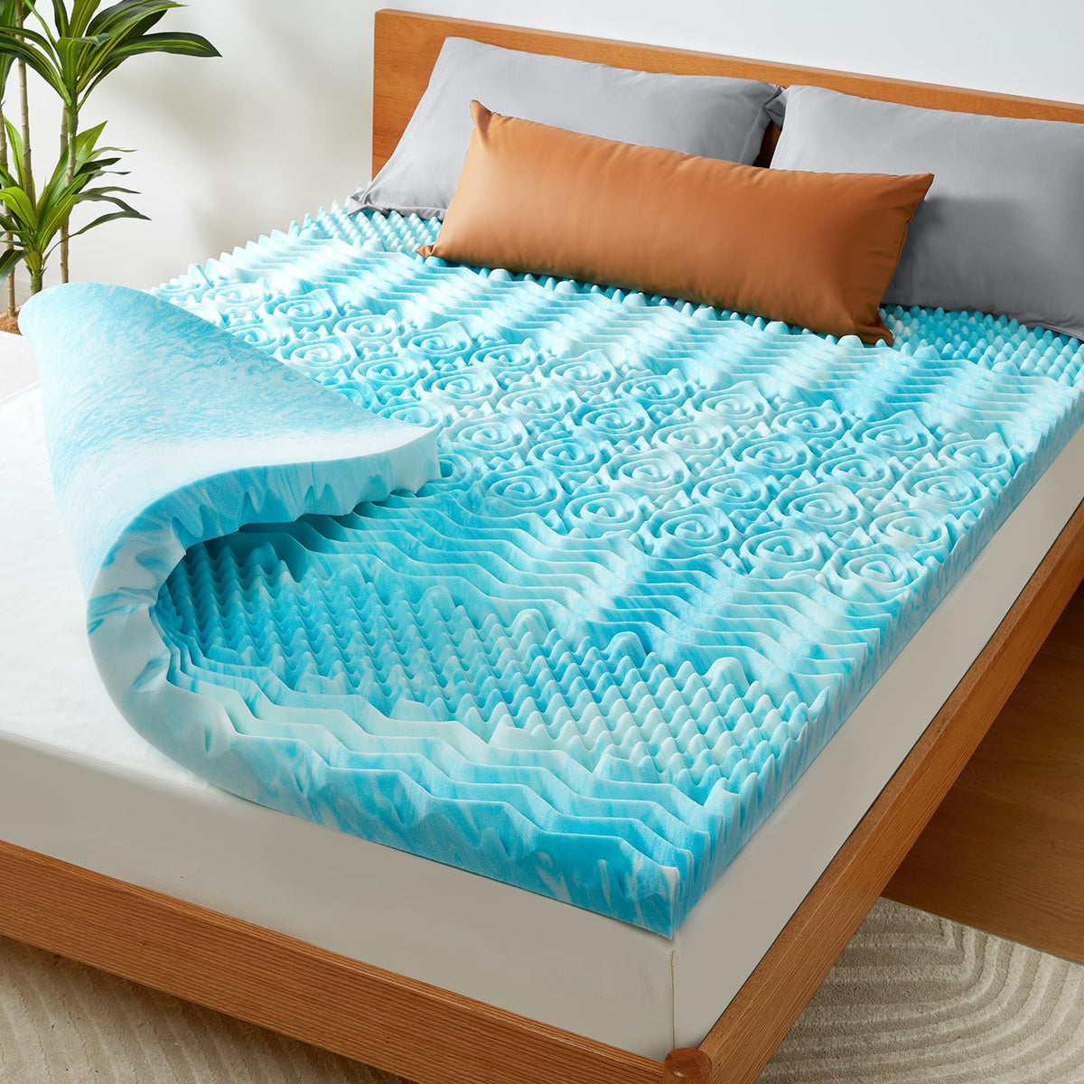 Perlecare 2-Inch 7-Zone Twin Xl Memory Foam Mattress Topper, Cooling Gel Mattress Topper With Airflow Channels, Certipur-Us Cert