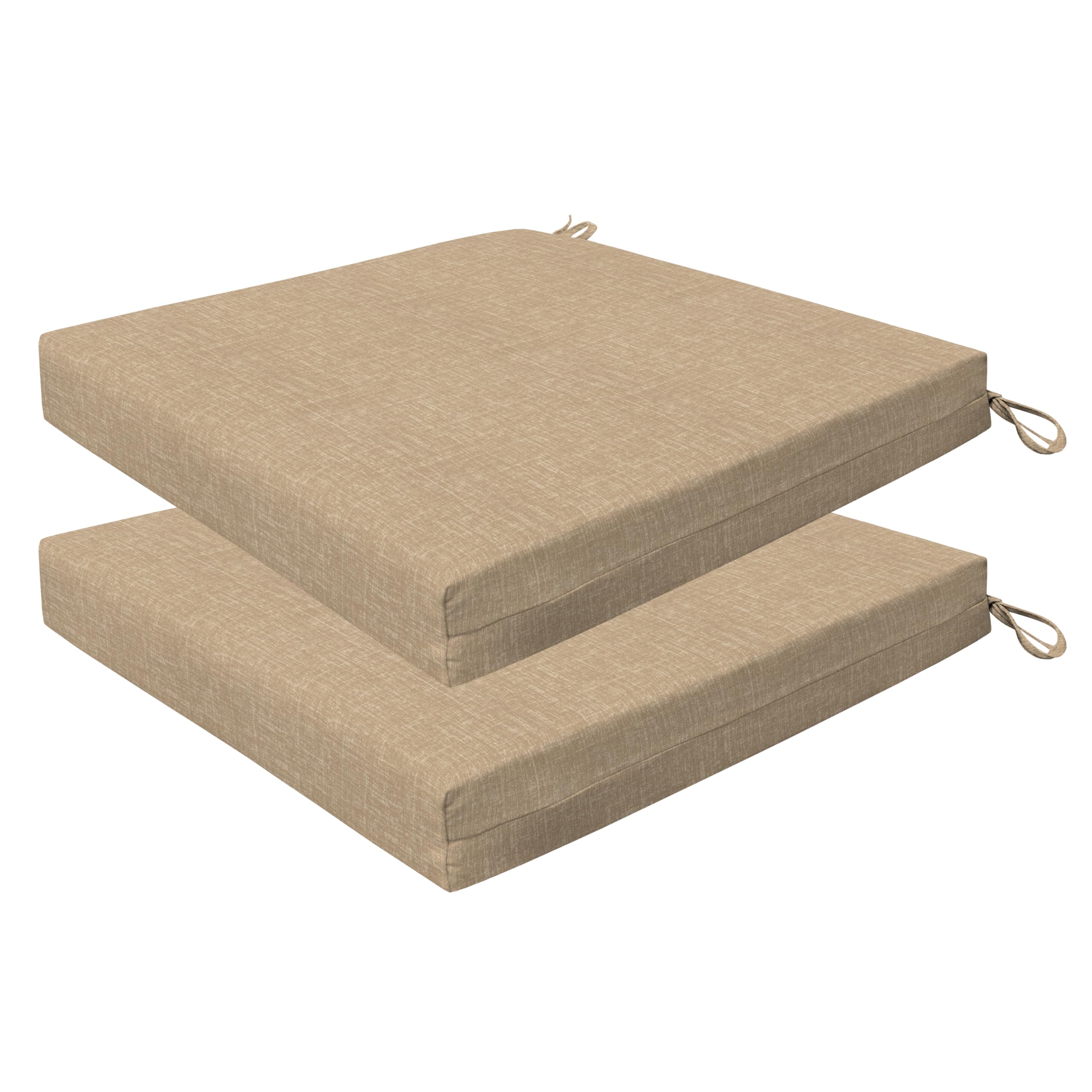 Honeycomb Essentials Outdoor Square Seat Cushions, 19' X 19', Hampton Texture Neutral Patio Chair Cushion 2-Pack