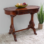 International Caravan Furniture Piece Windsor Carved Wood Writing Table with Flip-up Drawers