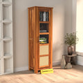 FURNESHO Solid Sheesham Wood Bookshelf with Acrylic Glass Door | Rosewood Kitchen Cabinet with Storage Shelves for Dining Room &