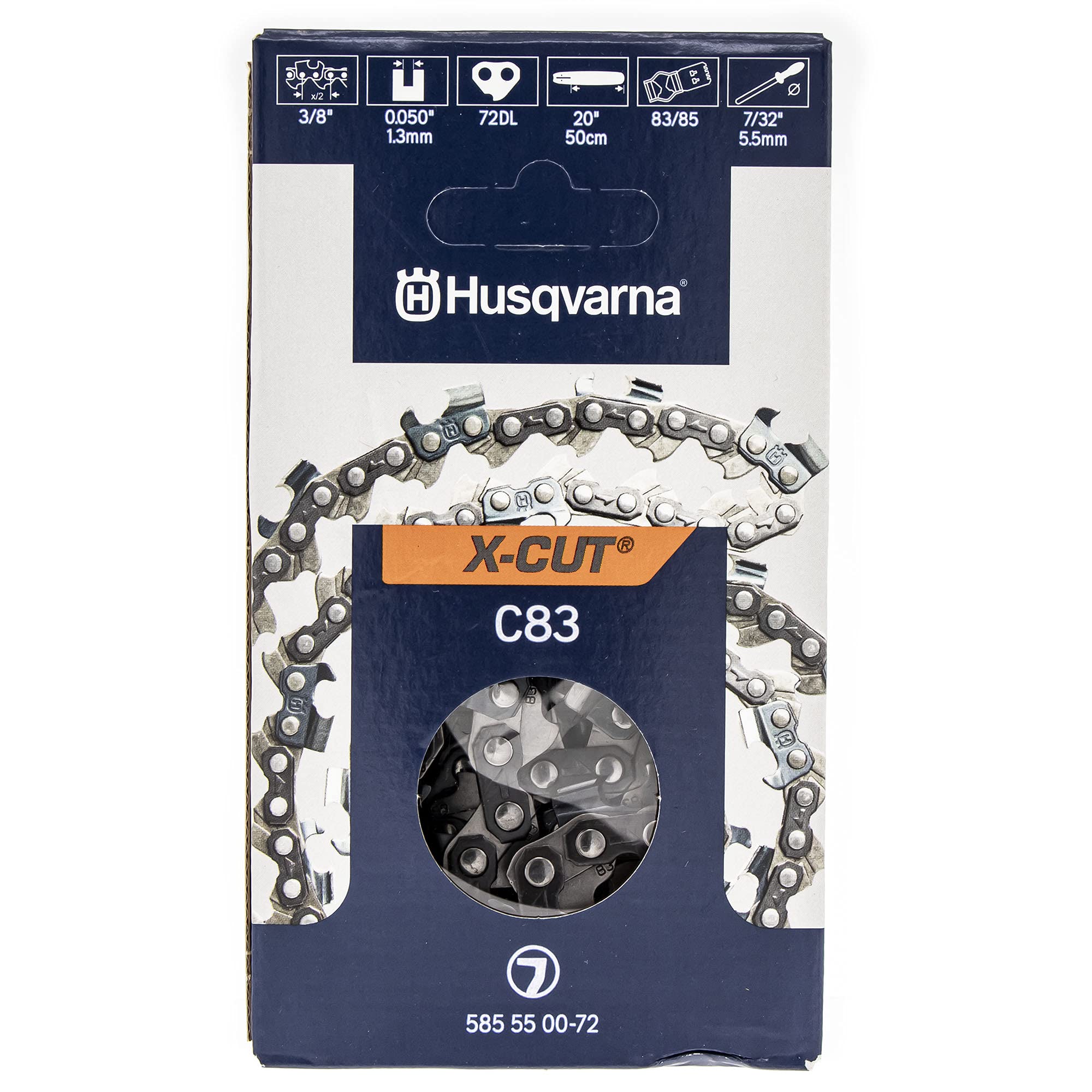 Husqvarna 585550072 20' Chainsaw Chain X-Cut 3/8' .050' 72 Dl