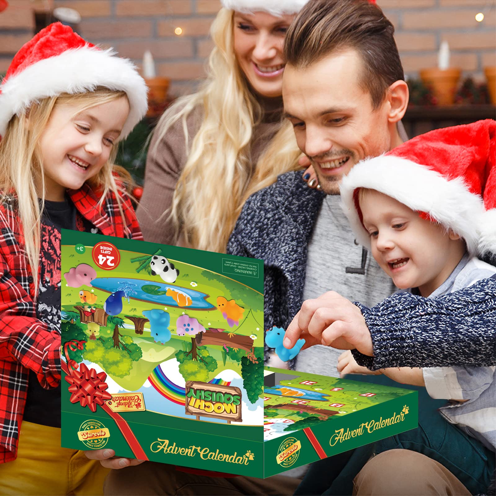 Surcvio Christmas Advent Calendar 2023 For Kids, 24 Days Of Mochi Squishy Assorted Animal Toys Countdown Calendar, Xmas Stocking