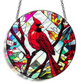 Red Bird Memorial Suncatcher, Memorial Panel Glass Stained Glass Indoor Window Art Wall Decor for Bird Lover.