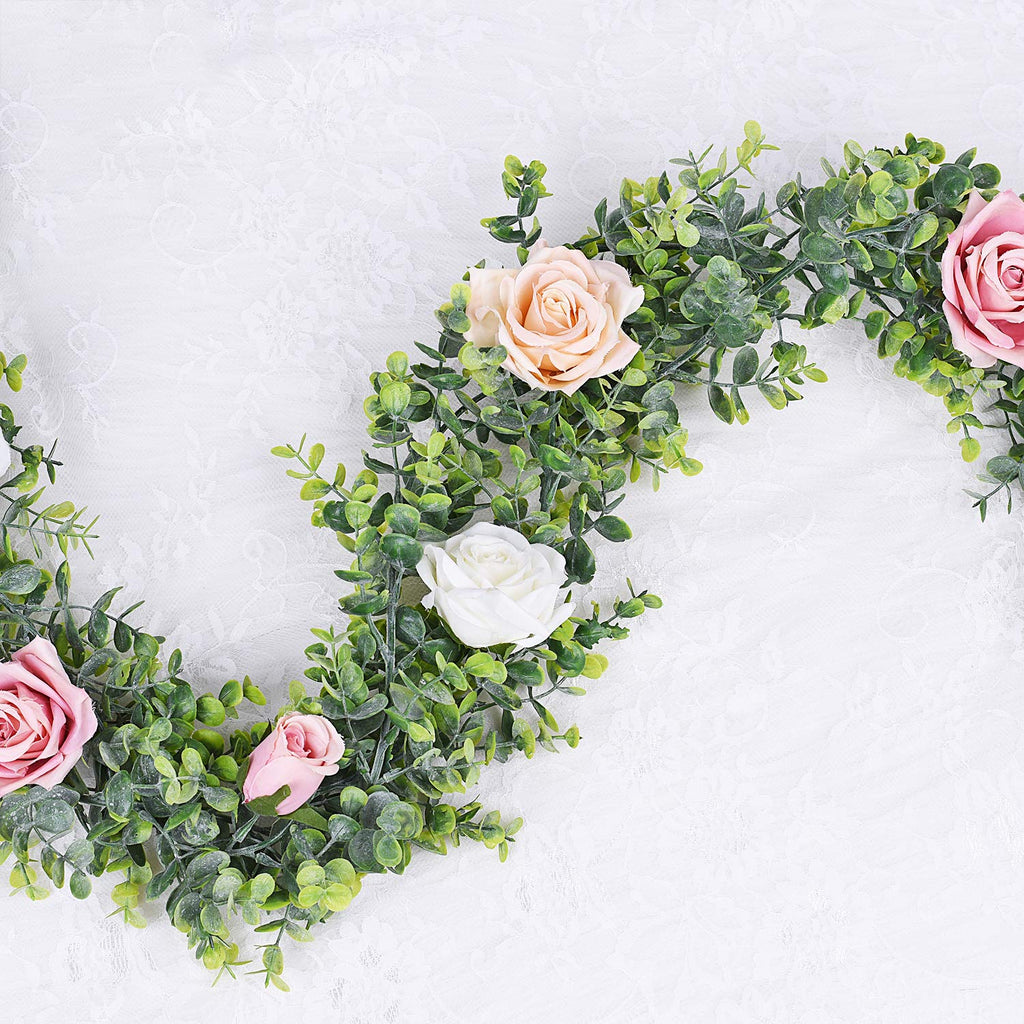 Lvydec 6 Pack Artificial Eucalyptus Garland, Fake Eucalyptus Greenery Garland Wedding Backdrop Arch Wall Decor, 6 Feet/Strand Fa