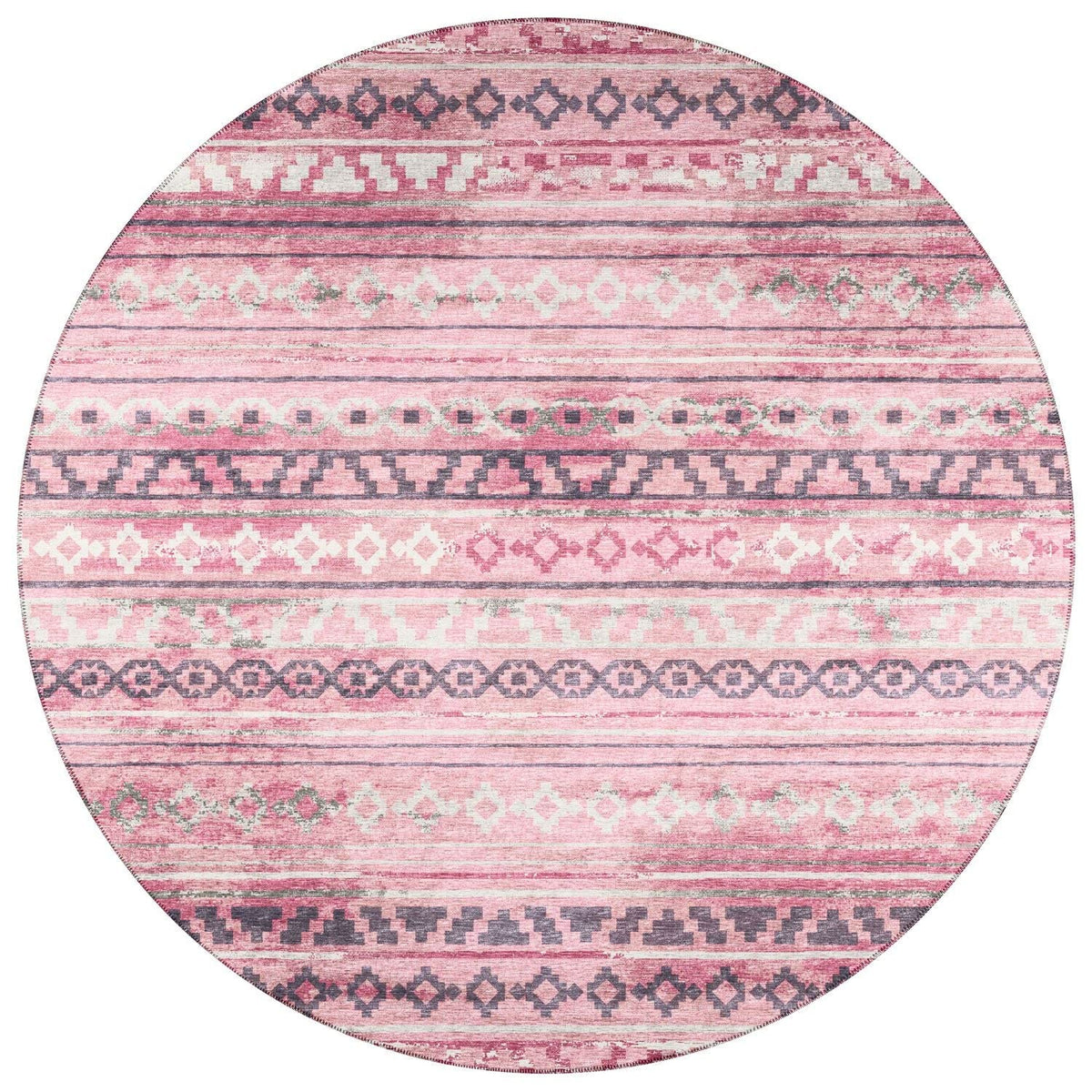 Sedona Sn10 Pink Bohemian Rug Round 4' X 4'