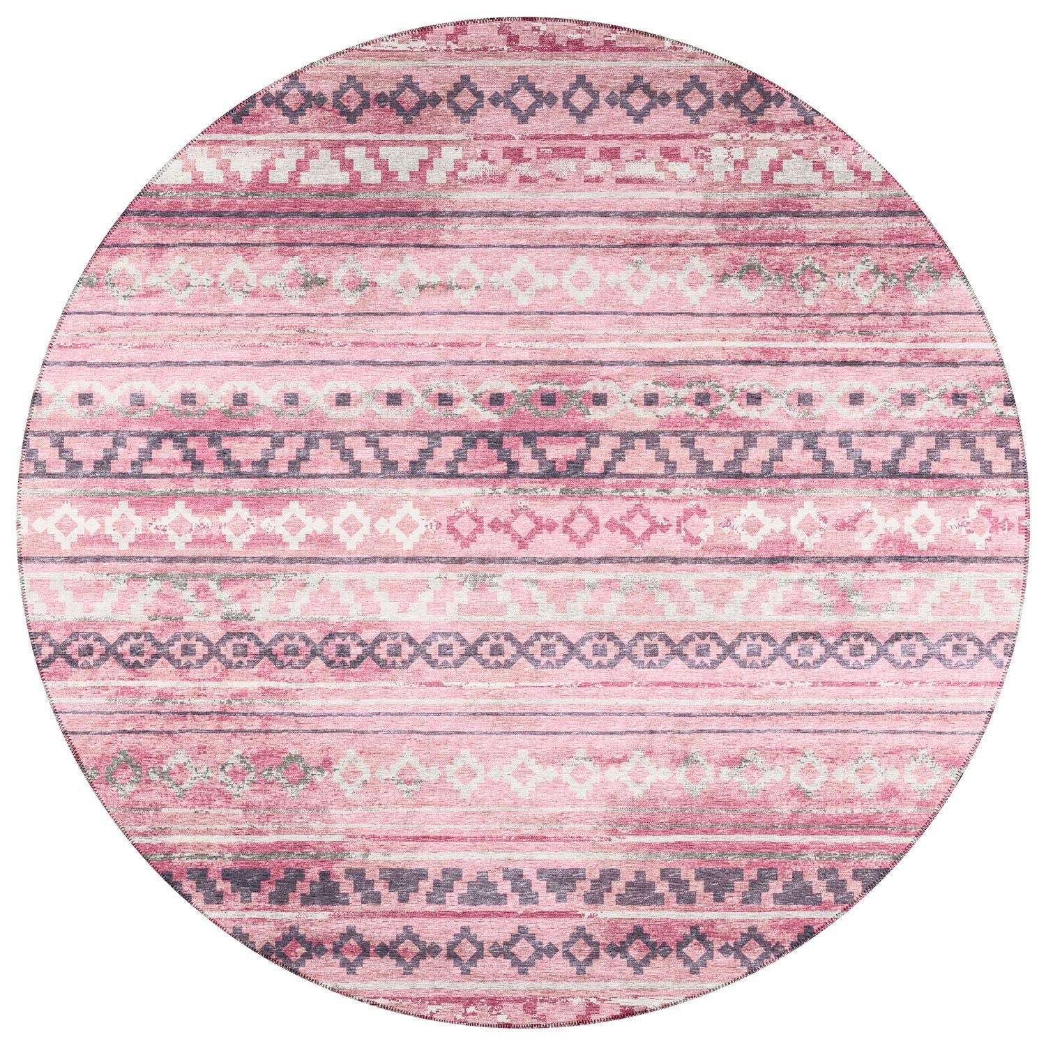Sedona Sn10 Pink Bohemian Rug Round 4' X 4'