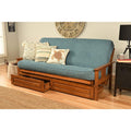 Kodiak Furniture Monterey Futon with Linen Fabric Mattress in Butternut/Blue