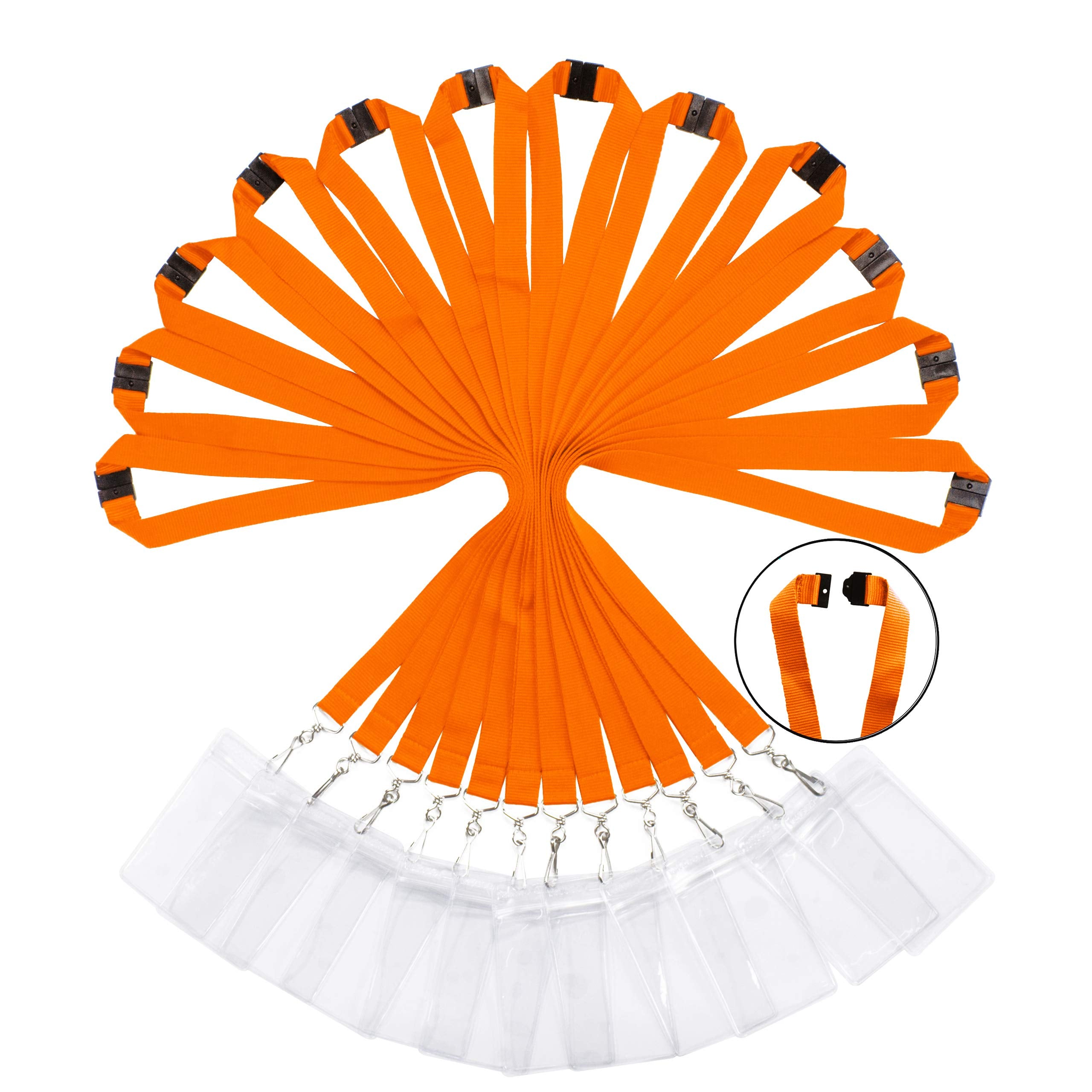 12 Pack Breakaway Lanyards With Waterproof Id Badge Holder, Cute Colors & Durable Neck Straps For Schools, Office, Cruise,Orange