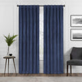 Eclipse Harper Velvet Rod Pocket Curtains for Bedroom, Single Panel, 50 in x 63 in, Navy