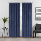 Eclipse Harper Velvet Rod Pocket Curtains for Bedroom, Single Panel, 50 in x 63 in, Navy