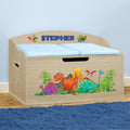 DIBSIES Personalized Creative Wonders Toy Box, Dinosaurs, 30 x 19.25 x 18 inches, Soft-Close Lid (Natural)