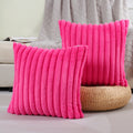 Futei Hot Pink Striped Decorative Throw Pillow Covers 26X26 Inch Set Of 2,Square Spring Decorations Couch Euro Pillow Shams,Soft