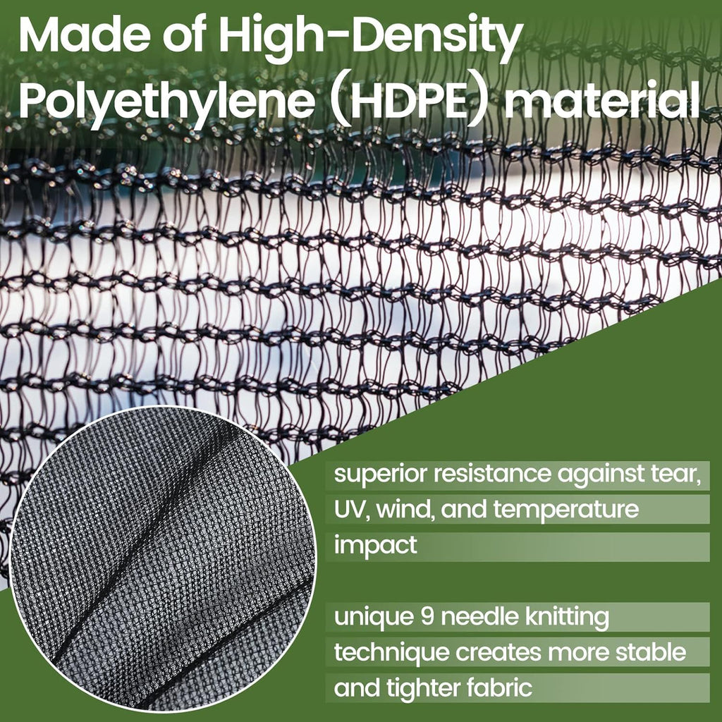 [Windscreensupplyco] 60-70% 10 Ft X 20 Ft Mesh Tarp/Shade Cloth 9-Needle Knitted Heavy Duty Black With Grommets For Green House, Garden, Pergola, Pools, Dump Truck