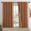 Dualife Blackout Linen Curtains 2 Panels Set 63 Inch Length For Bedroom-Rod Pocket Back Tab Hook Belt Drapes Boho Fall D  Cor Mi