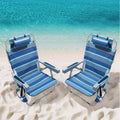 PASAMIC Backpack Beach Chairs for Adults 2 Pack Portable, Lay Flat Reclining Beach Chairs with 5 Positions, Tall Heavy Duty Fold