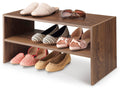 Whitmor Wood Stackable 2-Shelf Shoe Rack, Walnut, 24 inches