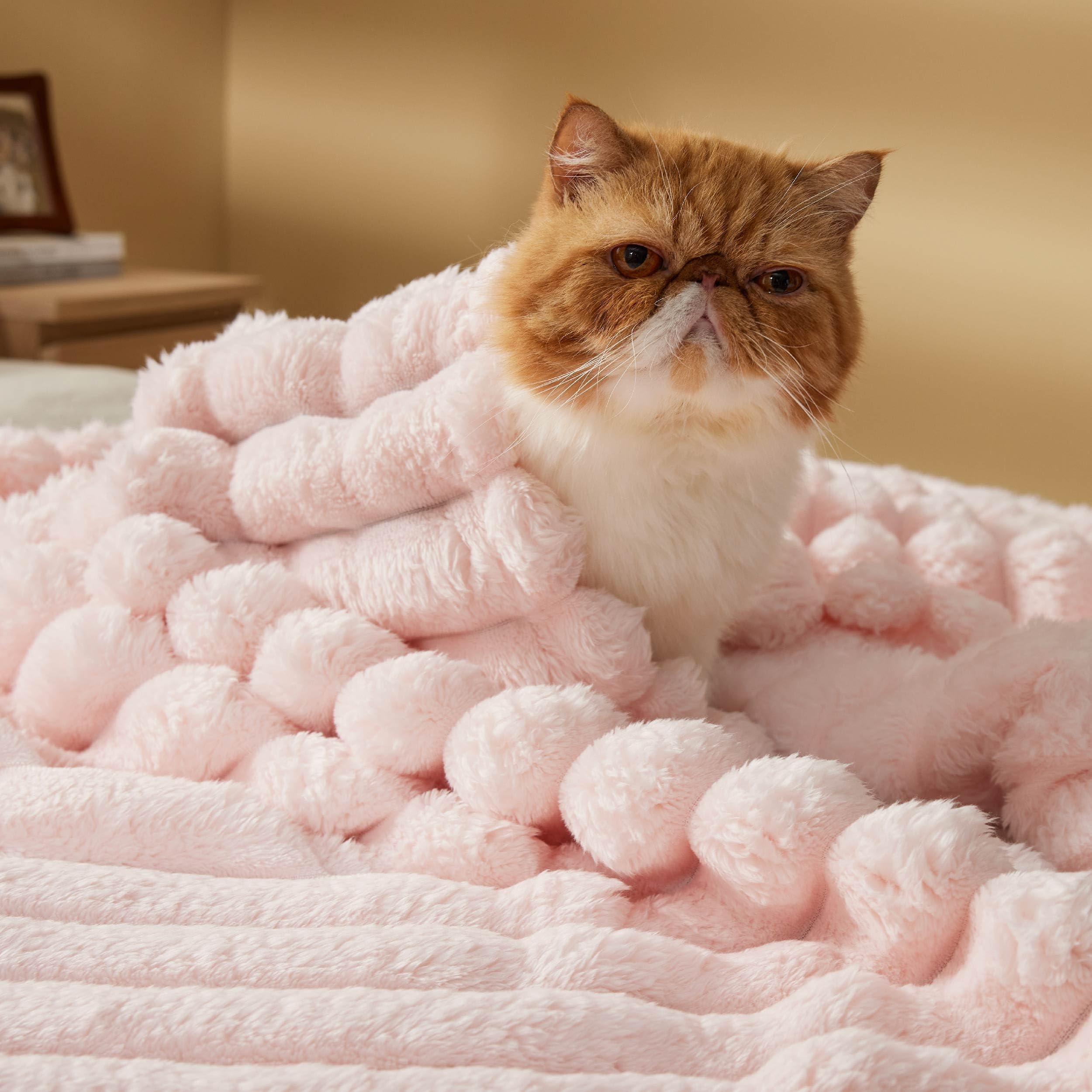 Bedsure Blankets Queen Size For Bed - Super Soft Cozy Blankets For Women, Cute Large Fleece Blanket For Girls,Pink,90X90 Inches,