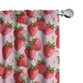 Ambesonne Fruit Window Curtains, Delicious Big Strawberries On Pink Background Tasty Juicy Ripe Summer Fruits, Lightweight Decor