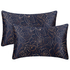 Exq Home Satin Pillowcase For Hair And Skin Queen - Printed Blue Rose Silk Pillowcase 2 Pack 20X30 Inches - Satin Pillow Cases S